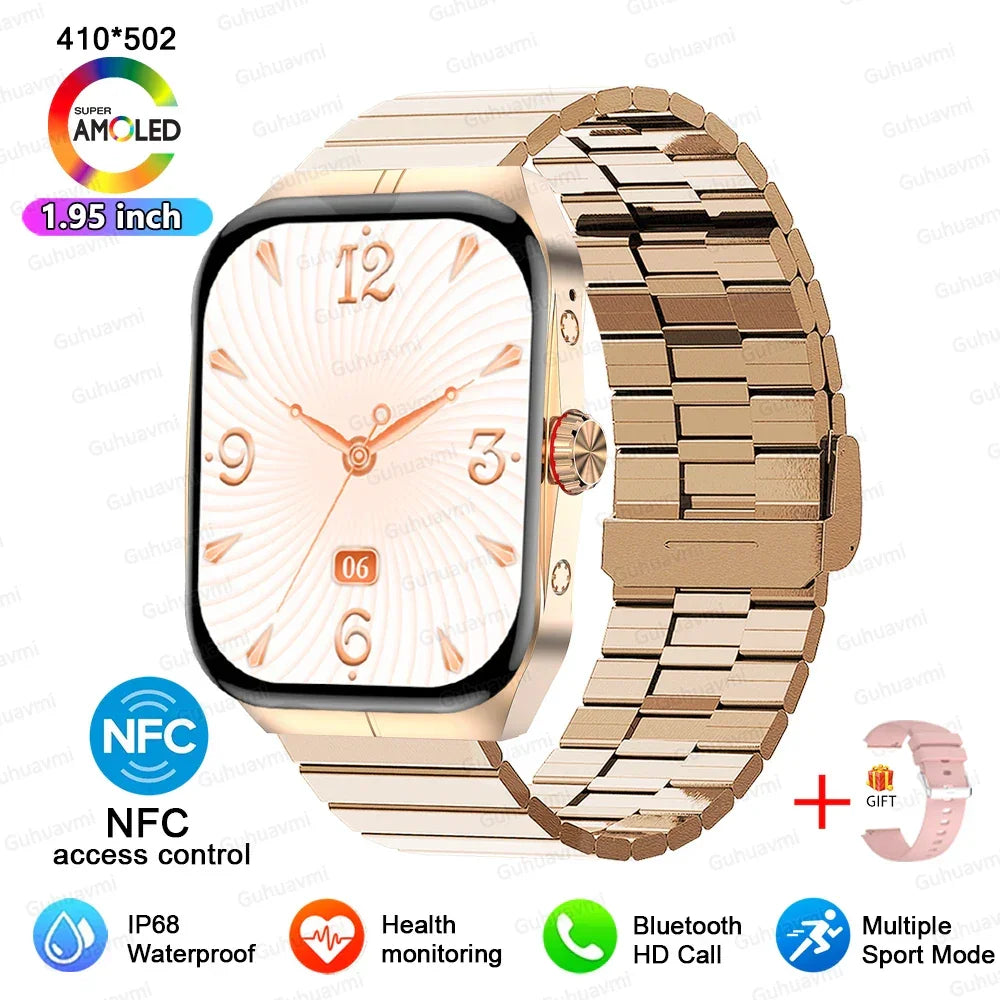Smartwatch Men Women NFC AMOLED Screen Always Show Time Clock Bluetooth Call IP68 Waterproof Smart Watch Sport Fitness Bracelet