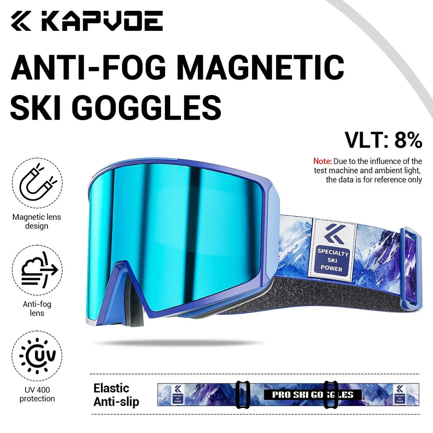 KAPVOE New Ski Snowboard Mask Goggle Men Women UV400 Protection Snow Glasses Magnetic Attraction Anti-Fog Skiing Goggles Adult