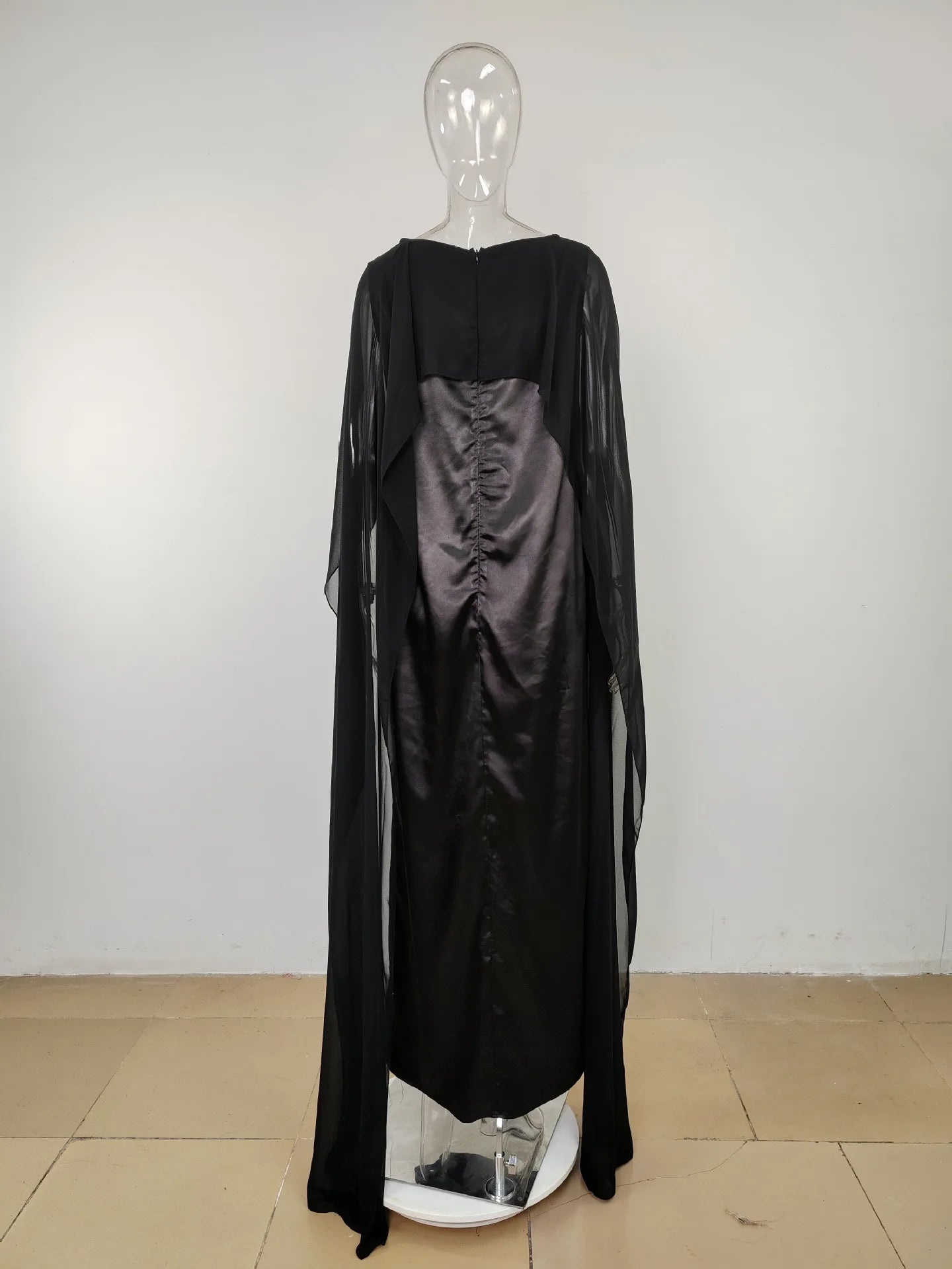 Women Dress Long Dresses Solid Round Neck Full Sleeve Casual Regular Loose Fit Elegant Splice High Waist Vestidos