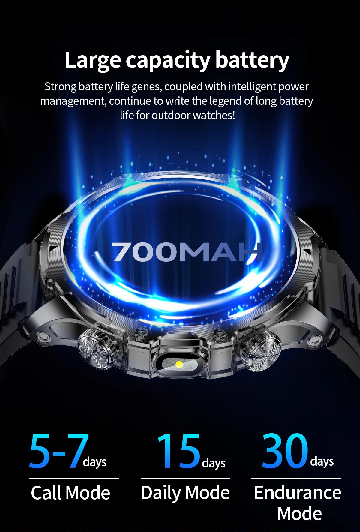 LIGE New 1.9" AMOLED 416*416 Screen Smart Watches Flashlight Outdoors Sports Fitness Tracker 700mah Large Battery Men Smartwatch