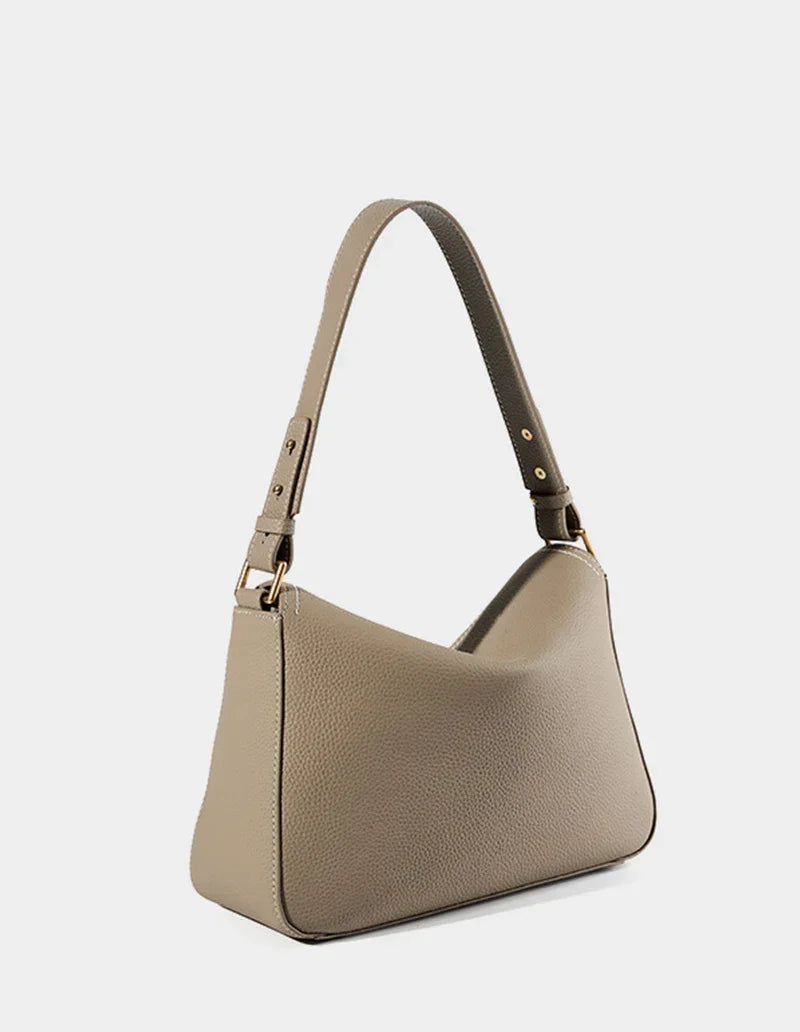 Women Genuine Leather Pillow Shoulder Bag – Geometric Design – Coffee, Khaki, Brown