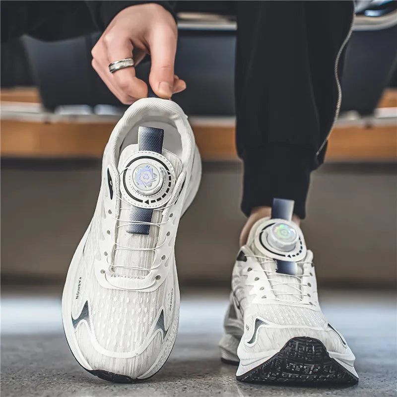 Summer Breathable Casual Sports Shoes for Men, New Fashion Trend, Versatile Breathable Mesh Swivel Buckle Running Shoes, Suitable for Daily Wear in Outdoor Sports