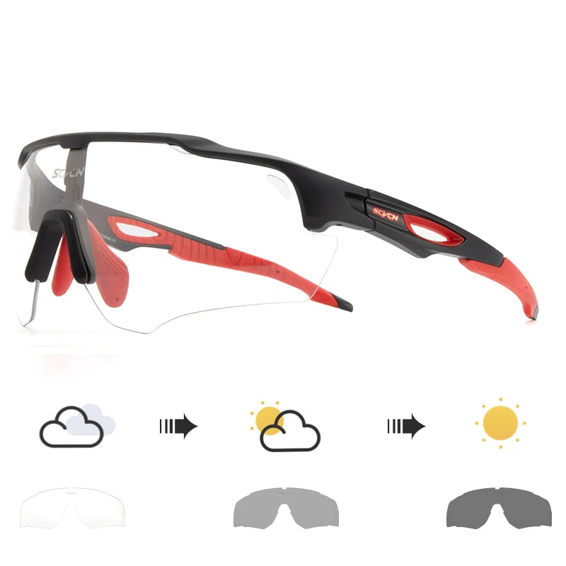 SCVCN Photochromic Cycling Sunglasses MTB Cycle Eyewear Men's Sunglasses Sports Running Bicycle Glasses UV400 Protection Goggles