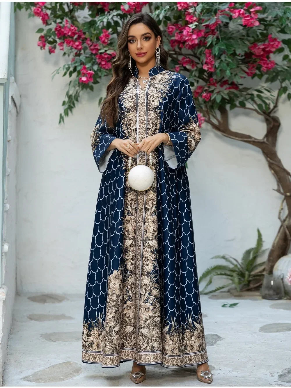 Muslim Dress Women Abaya for Eid Diamond Party Dresses Arab Long Robe Print Abayas Dubai Morocco Kaftan Islam Jalabiya Vestidos
