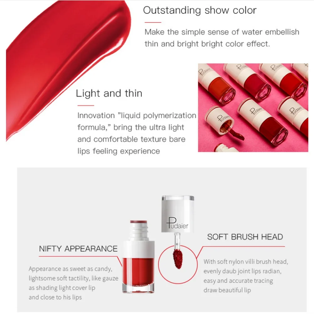 1PC Sexy Pink Women's Lipstick 16 Colors Lasting Waterproof Liquid Pencil Matte Liquid Lipsticks Makeups Non-Stick Cup Lip Gloss