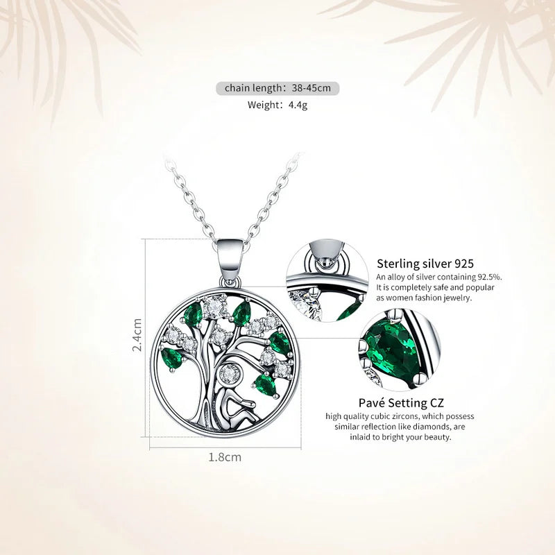 BAMOER 925 Sterling Silver Tree of Life Necklace for Women, 14K Gold Plated Lucky Tree Pendant Necklaces Jewelry for Girlfriend