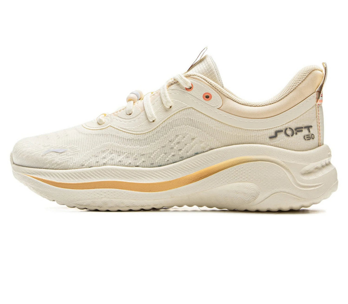 Beige sneaker with 'Soft' and 'LI-NING' branding on a white background