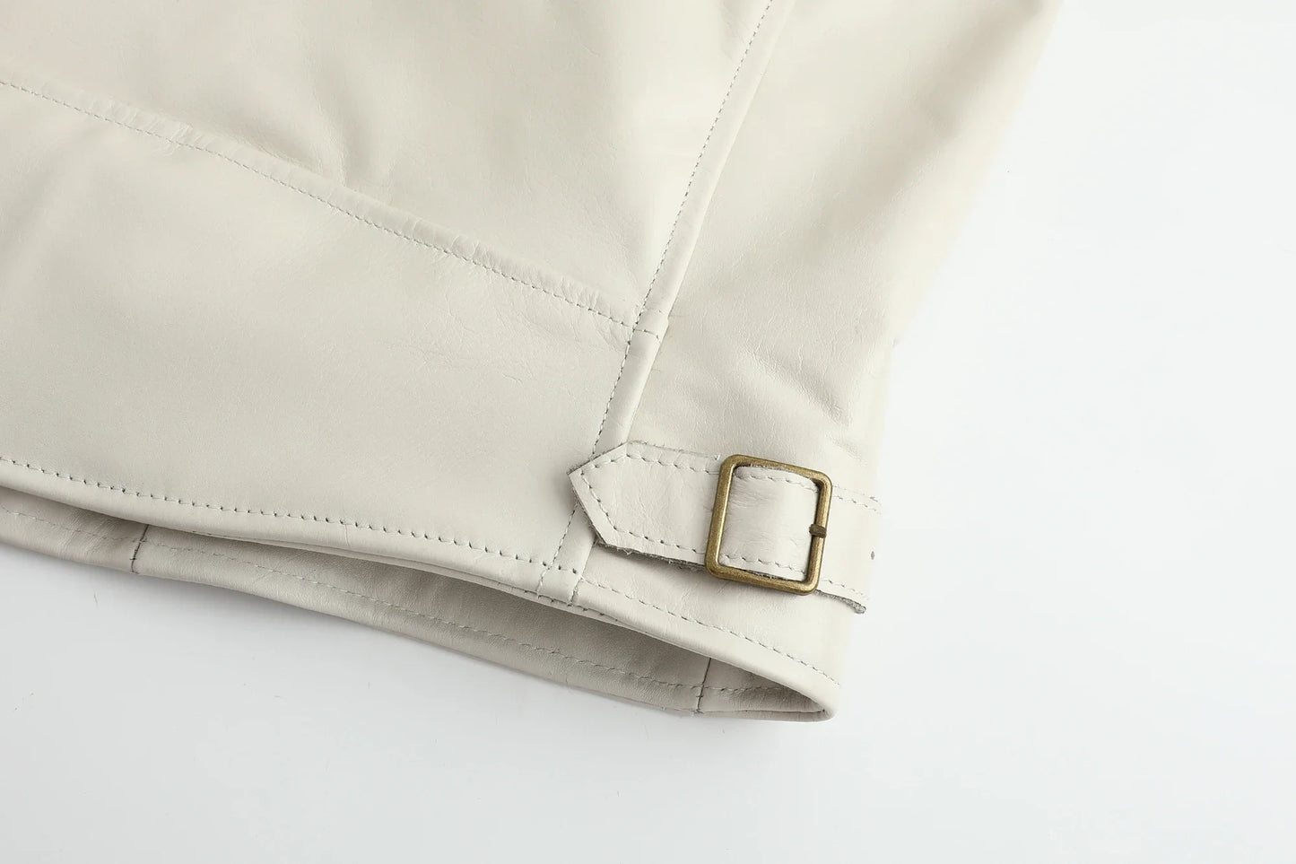 Men's Genuine Leather Jacket White Lapel Calfskin Jacket Natural Cowhide Men's Coat Slim Fit Top Layer Cowhide Biker Jacket