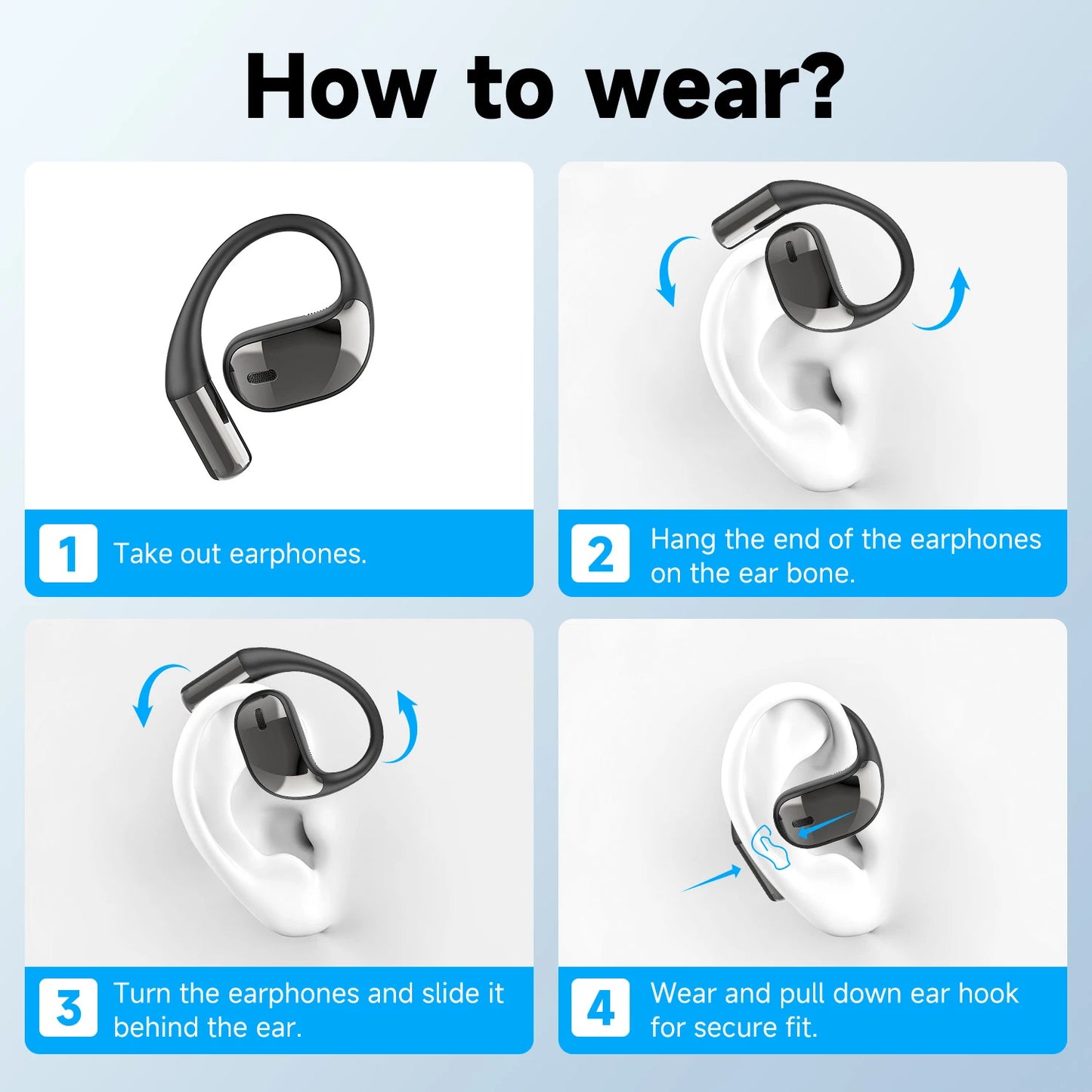 Oneodio SuperEQ T44 Open Ear Earphones Wireless Bluetooth 5.3 Headphones Air Conduction Sports Earbuds With 4 ENC Mic Bass OWS