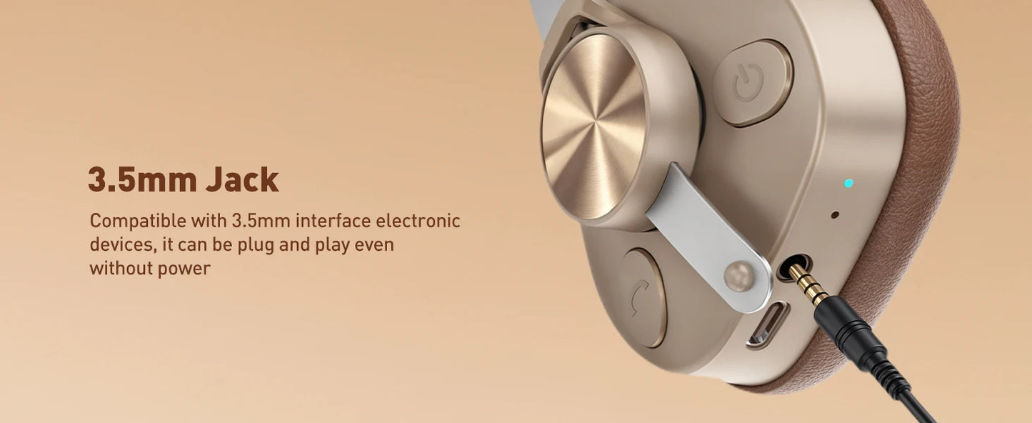 Oneodio F4 Retro Wireless Bluetooth Headphones Hi-Res Audio On Ear Bluetooth 5.4 Headset With Microphone Metal HiFi Headphones