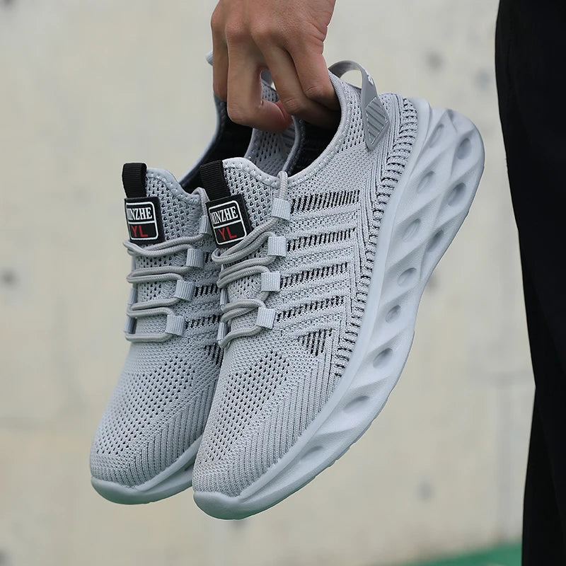 Men's casual shoes fashion sneakers breathable running shoes mesh lightweight outdoor walking training tennis shoes plus size