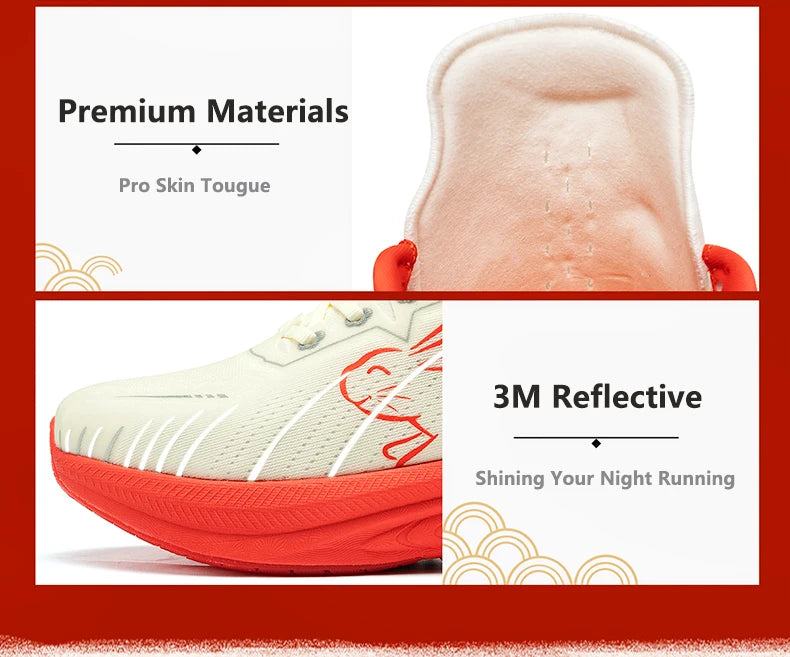 ONEMIX Running Shoes Reflective Red Bumper Elite Height Increasing Sport Shoes for Outdoor Breathable Mesh Walking Sneakrs Men