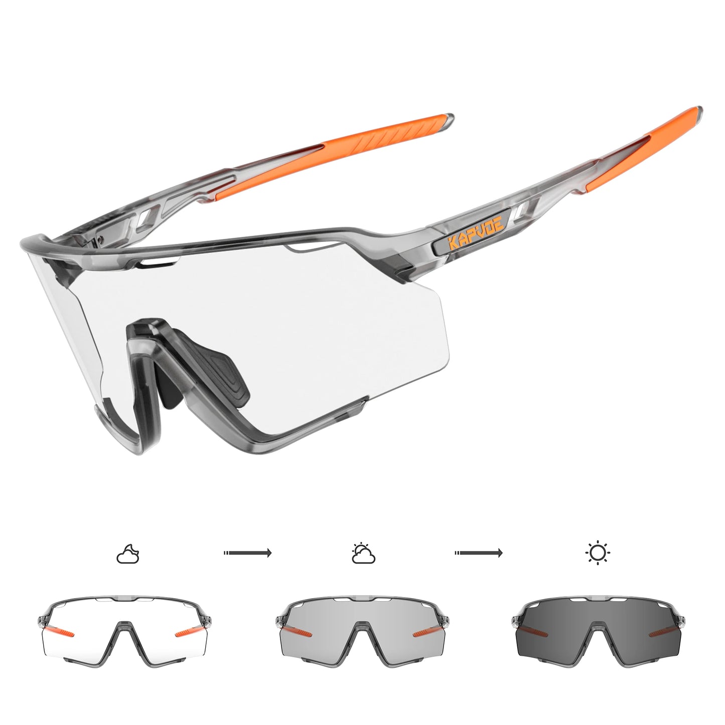 Kapvoe Photochromic Sunglasses Outdoor Bicycle Cycling Glasses MTB Driving Bike Eyewear Women Man Sports Hiking UV400 Goggles