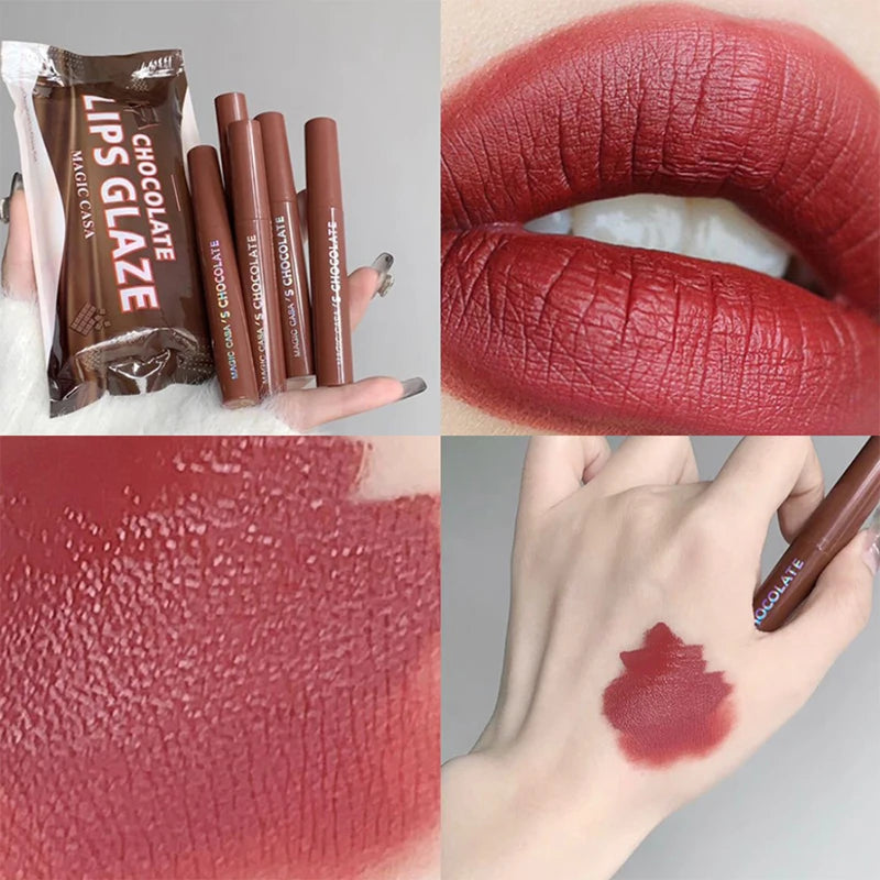 Chocolate five lip glaze set Mist matte lipstick girl student