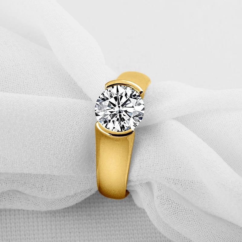 IOGOU 18K Gold Plated Engagement Rings 8mm 2.0carat D Color VVS1 Moissanite Diamond Rings for Women Men 100% Silver 925 Jewelry