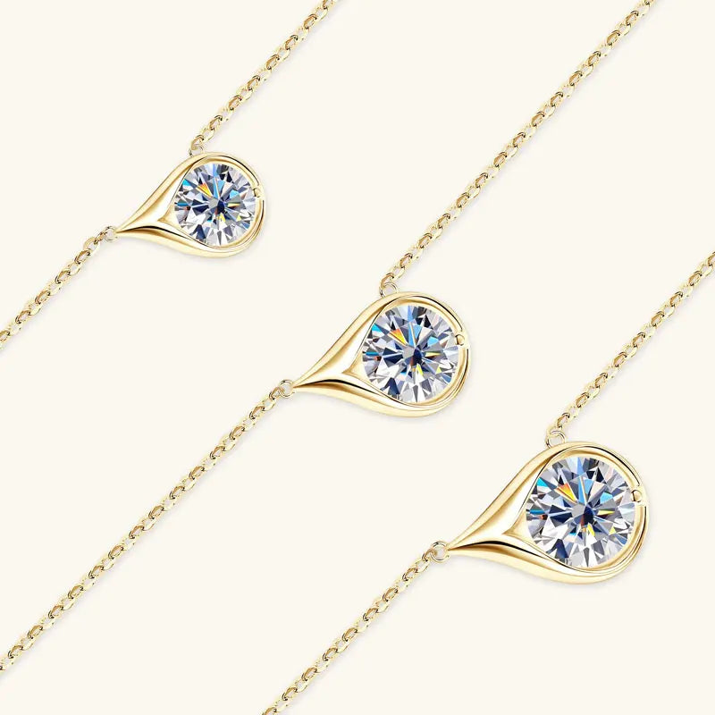 Lnngy Certified GRA 6.5mm/8mm/9mm Moissanite Necklace 925 Sterling Silver Waterdrop Pendant Necklaces For Women Neck Jewellry