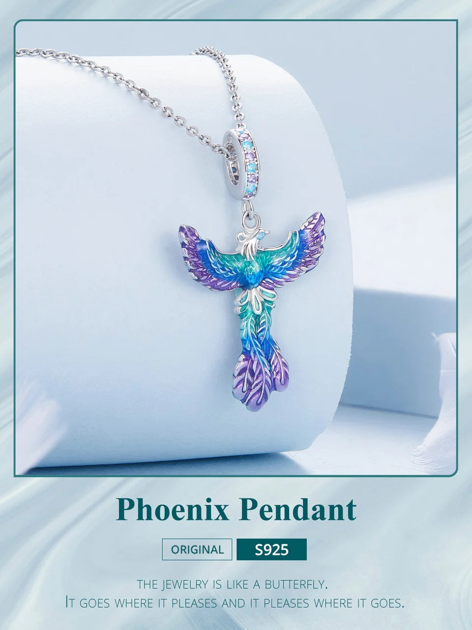 Bamoer 925 Sterling Silver Phoenix Pendant Dragon Charms Enamel Process Plated Platinuma Fit Women DIY Bracelet Fine Jewelry
