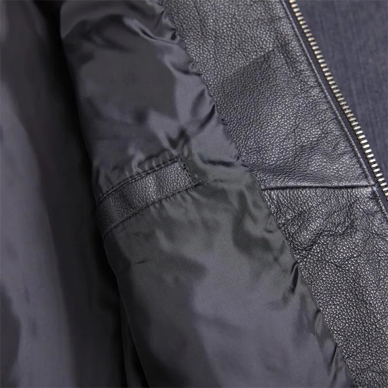 Men's Classic MA-1 Bomber Leather Jacket – Slim Fit Cowhide Air Force Style