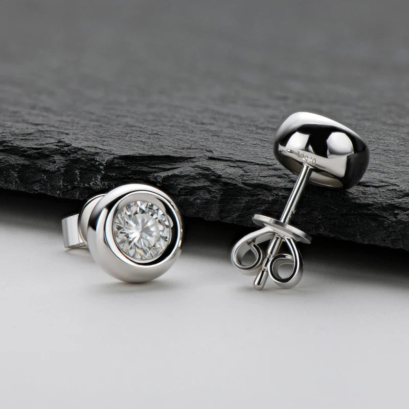 Anziw 925 Silver Set 2ct Moissanite Pendant Necklace 1ct 0.5ct Stud Earrings 18K Gold Plated Jewelry Sets for Women Wedding Gift