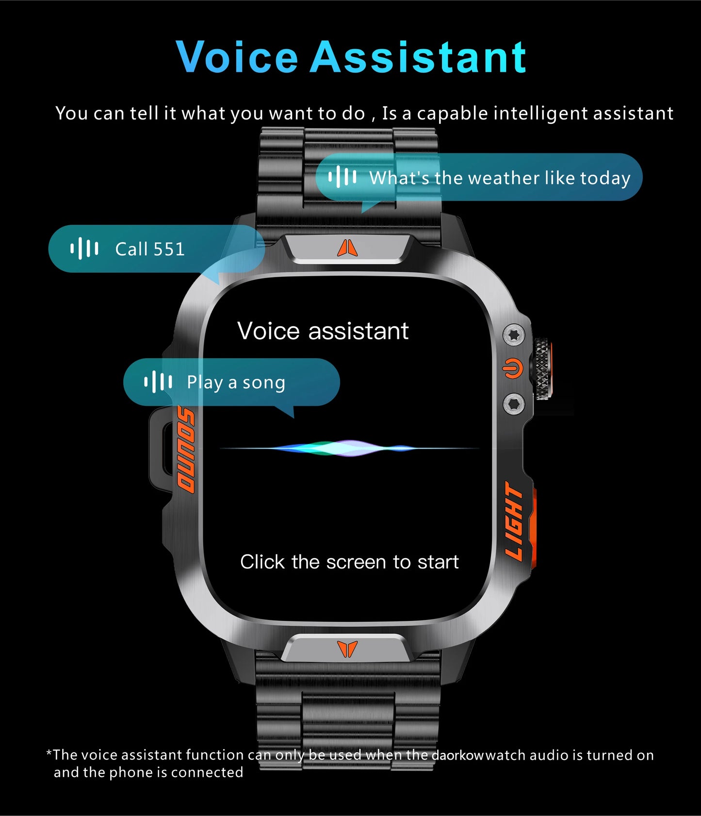 LIGE Military Smart Watch Men 1.96" Screen 3ATM Waterproof Bracelet Bluetooth Call AI Voice Sport Smartwatch With LED Flashlight