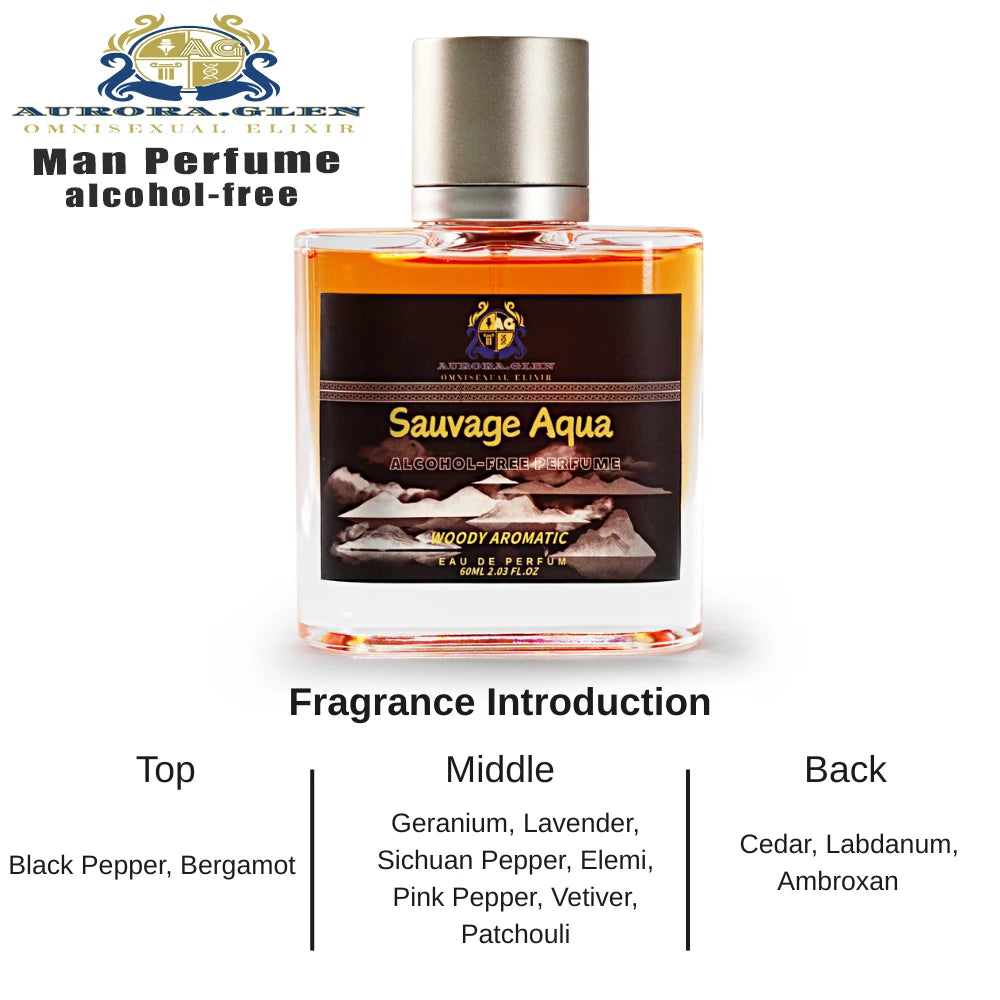 Parfum Azure Breeze Eau de Toilette for Men Fresh Woody Alcohol-Free Perfume with Cedarwood Vetiver Cologne Pink Pepper Mint