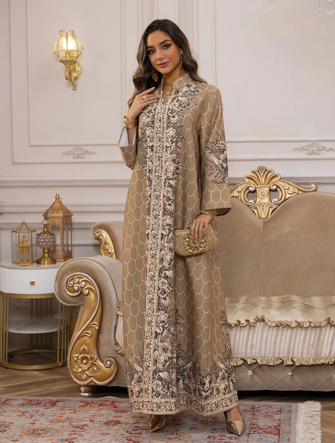 Muslim Dress Women Abaya for Eid Diamond Party Dresses Arab Long Robe Print Abayas Dubai Morocco Kaftan Islam Jalabiya Vestidos