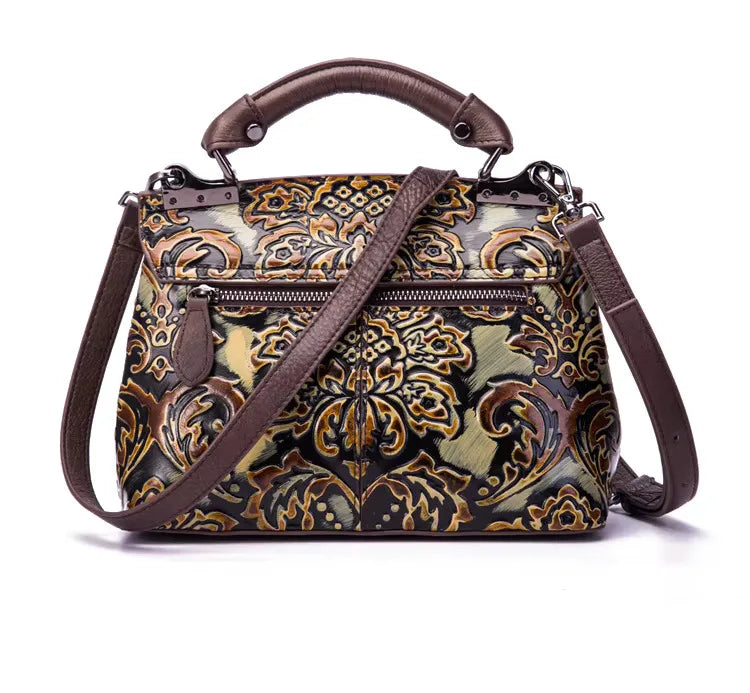 MOTAORA Womens Genuine Leather Luxury Handbag Handmade Embossed Vintage Shoulder Crossbody Bag New Arrival