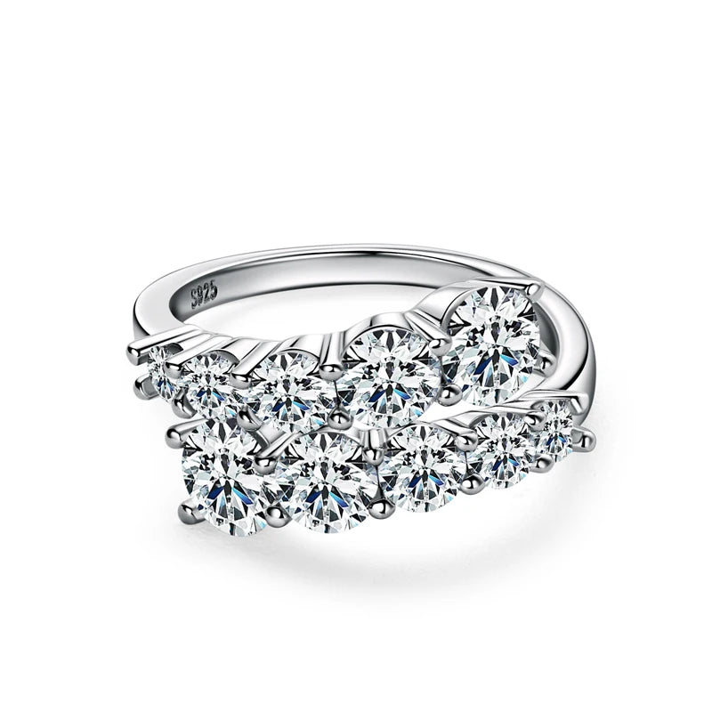 Lnngy Adjustable Rings for Women 925 Sterling Silver Sparking Round Cut Moissanite Ring Engagement Wedding Party Jewelry Gift