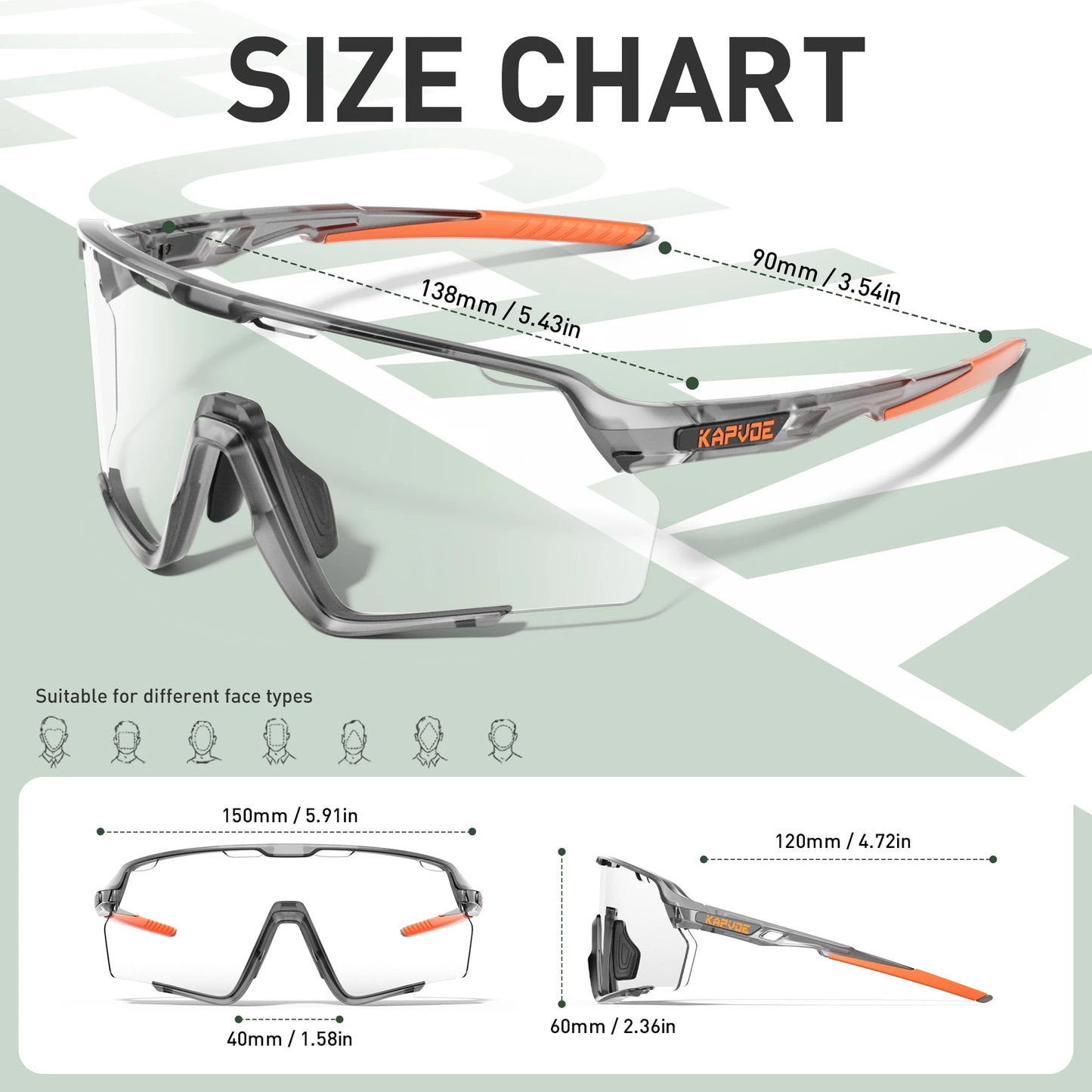 Kapvoe Photochromic Sunglasses Outdoor Bicycle Cycling Glasses MTB Driving Bike Eyewear Women Man Sports Hiking UV400 Goggles