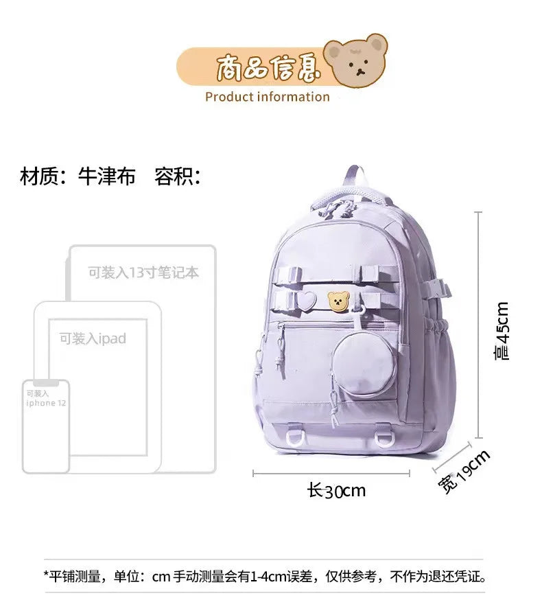 حقيبة ظهر Hello Kitty للنساء حقيبة ظهر كاجوال أنيقة لطالبات المدارس المتوسطة Melody Kuromi حقيبة مدرسية للكلاب باللون القرفة