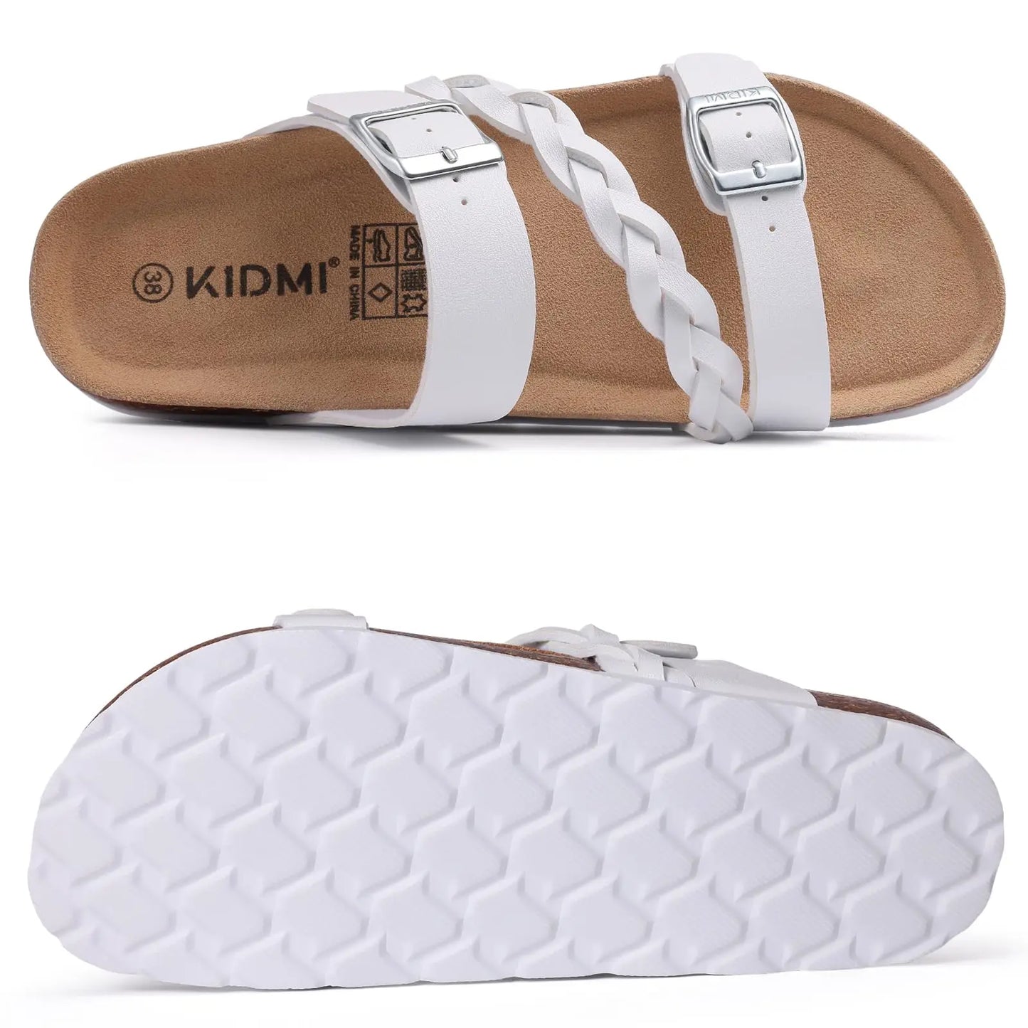 Gacimy Women's Summer Cork Sandals Comfortable Cork Footbed Slippers With Adjustable Buckle High Quality Fashion Brand Slides