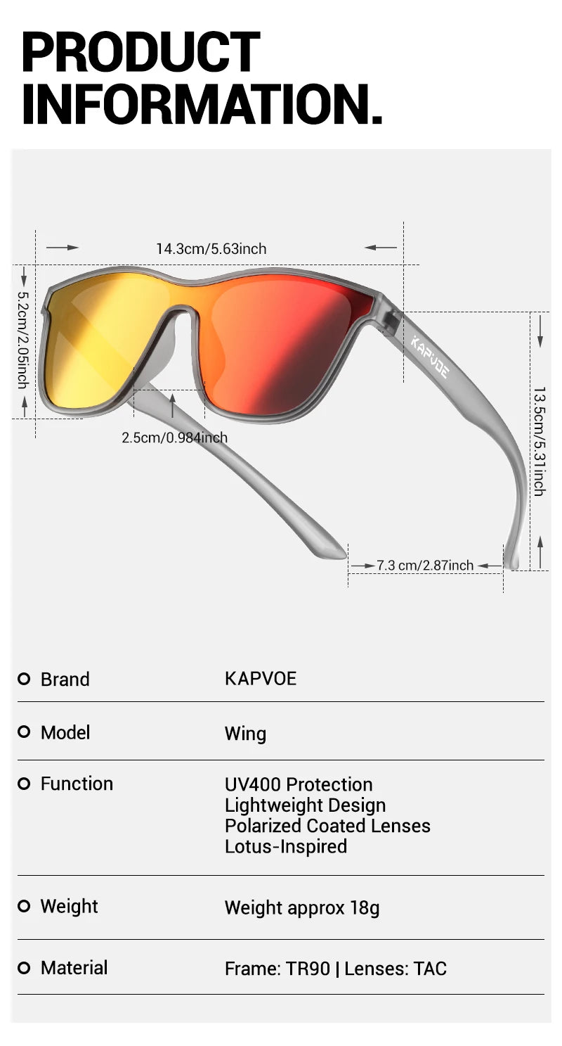 Kapvoe Polarized Outdoor Road Marathon Sports Cycling Glasses Men Women Riding Cycling Sunglasses UV400 Cycling Running Goggles