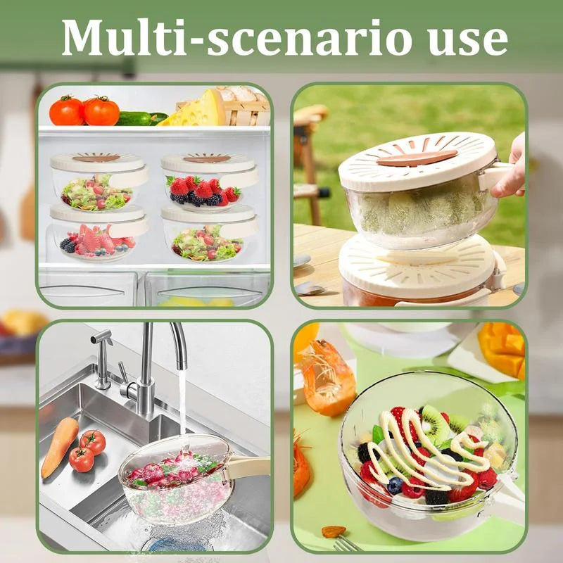 Vegetable Fruit Cleaning And Drainage Basket Folding Water Filter Net Fresh Keeping Box Cleaning Basket Kitchen storage Gadg