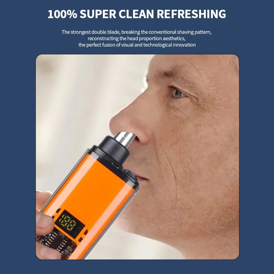 2-in-1 Electric Portable Ear & Nose Hair Trimmer Clipper – Professional Painless Grooming Tool for Men