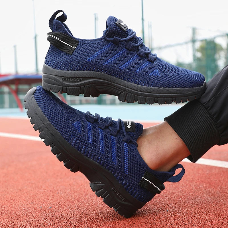 2025 Men's Running Shoes Knitted Mesh Breathable Fashion Casual Sports Shoes Comfortable Fitness Lightweight Men's Casual Shoes