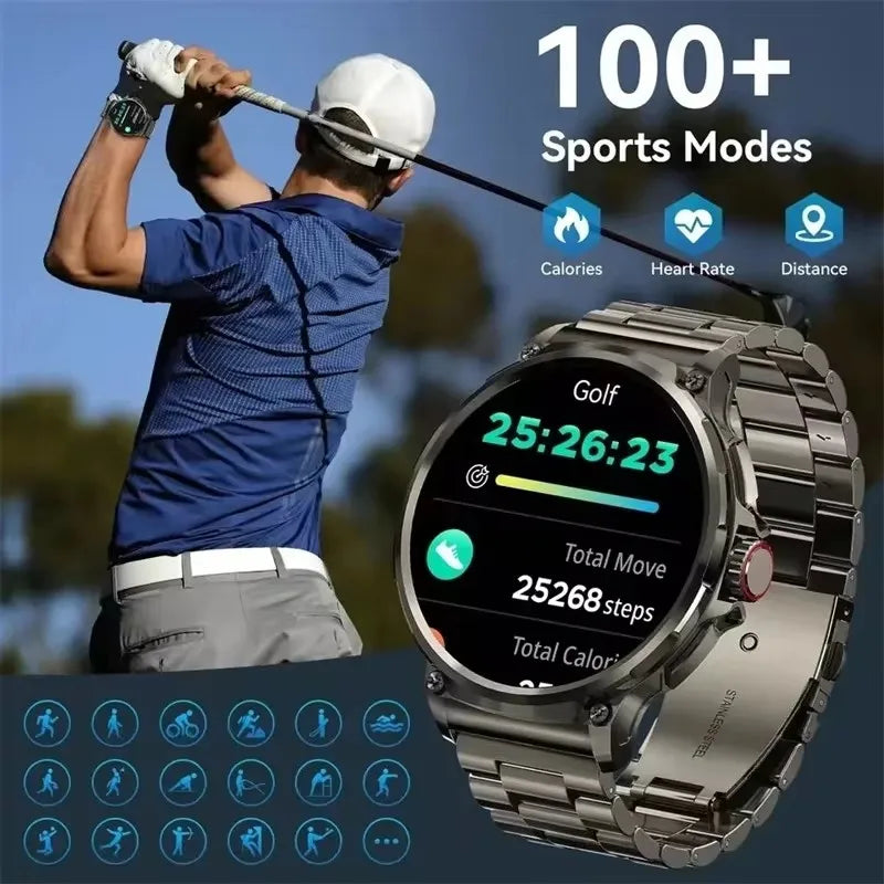 2025 New 1.85-Inch Ultra HD Smart Watch Men GPS Track Bluetooth Call 710 mAh Large Battery 400+Dial Smartwatch For Huawei Xiaomi