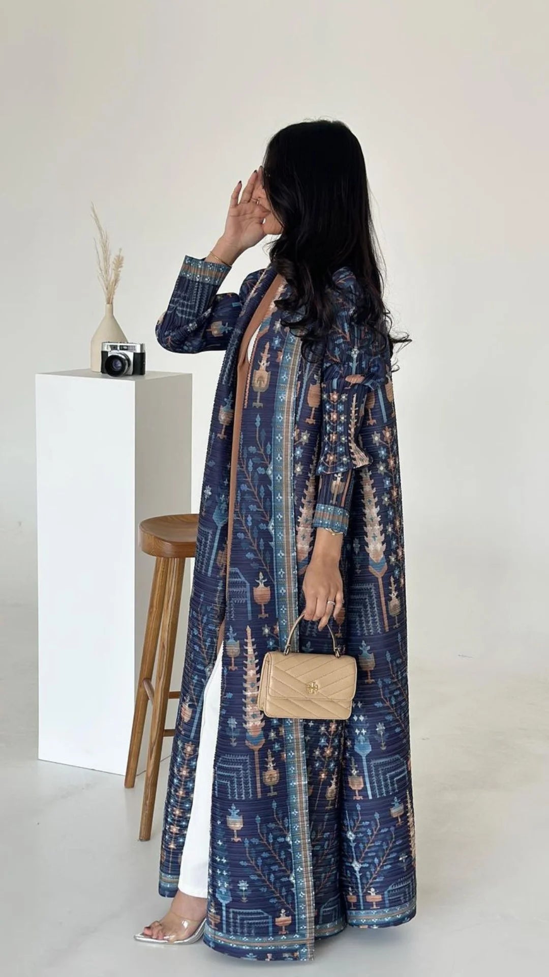 Dubai Abaya Luxury Evening Coat – Pleated Formal Cardigan Robe for Women