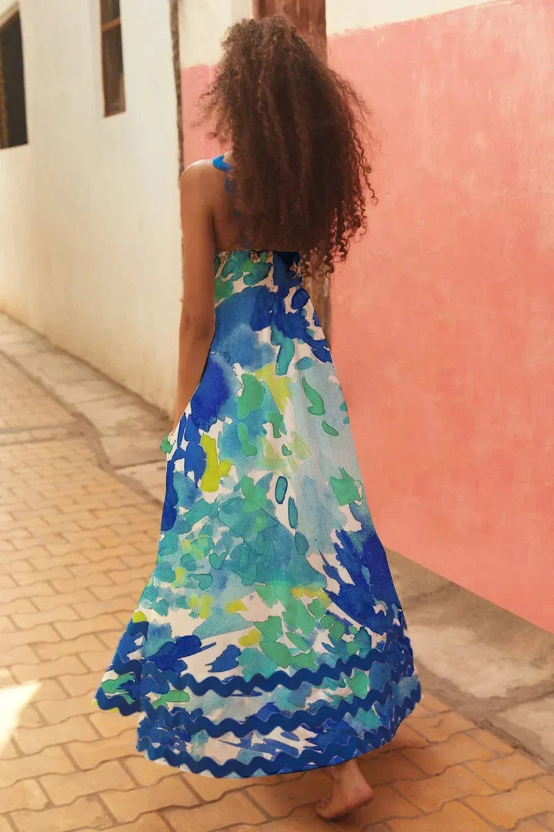 EuroWave Eleganza Dress – Summer 2025 A-Line Printed Maxi