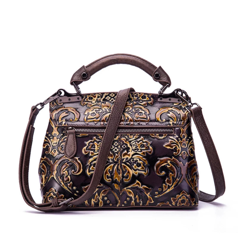MOTAORA Womens Genuine Leather Luxury Handbag Handmade Embossed Vintage Shoulder Crossbody Bag New Arrival