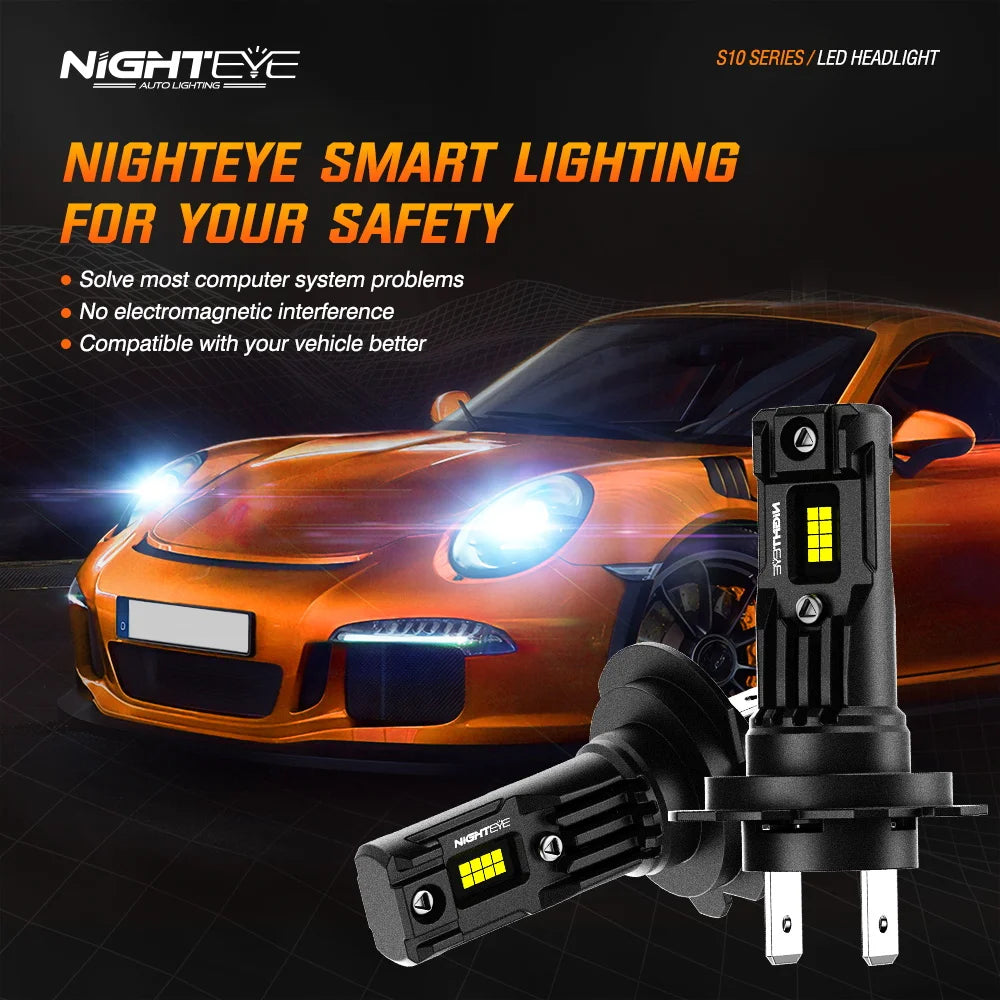 NIGHTEYE H7 LED Bulbs Canbus 35000LM Led h4 H11 H8 H9 9005 HB3 9006 HB4 Car Lights 80W 6500K White Mini Size Car Headlight Bulbs