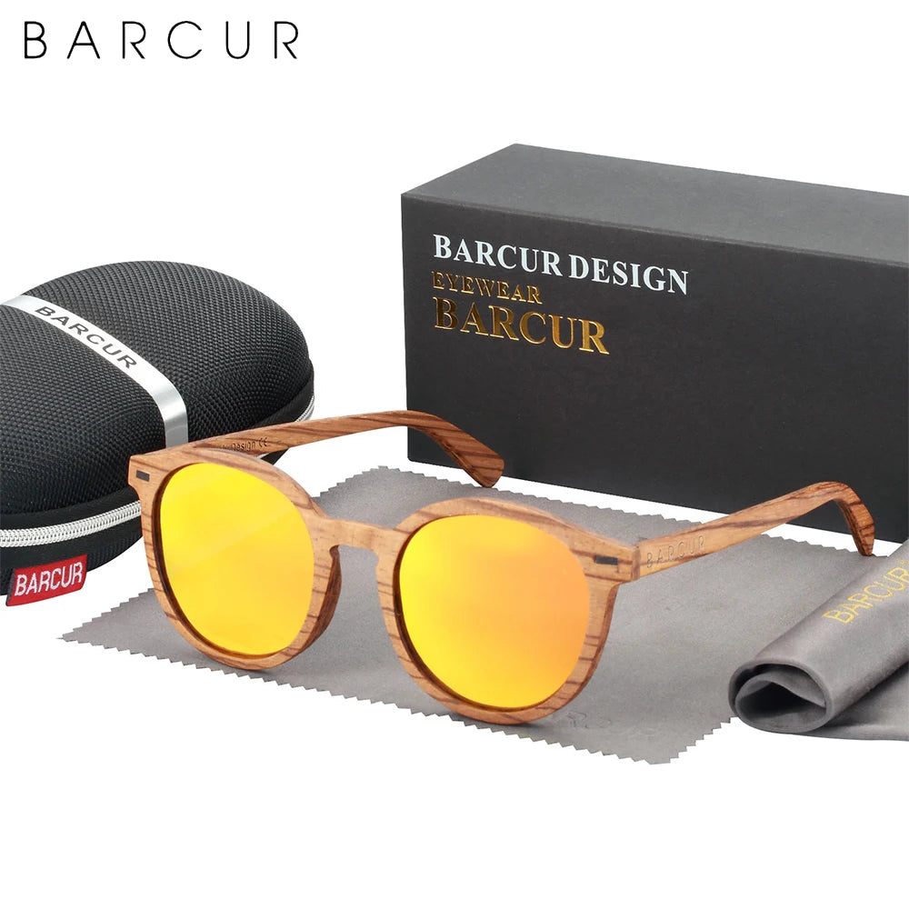 BARCUR Brand Deisgn Stylish Cat Eey Zebra Wood Sunglasses Polarized UV400 Men Women Sun glasses UV400