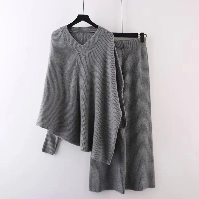 Loose Knit Set Women's Autumn/Winter Thick Temperament Sweater Wide Leg Pants Two-Piece Spring And Autumn Tide Set