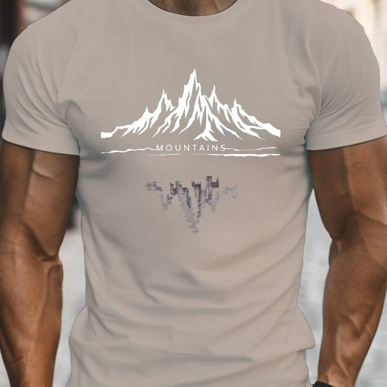 Men’s Summer 100% Cotton Casual T-Shirt Mountain Print | Loose Fit | Breathable Comfort