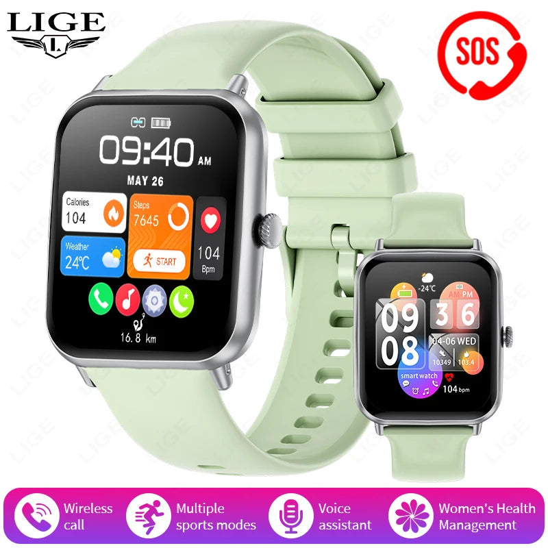 LIGE Fashion 1.83”HD Women Smart Watch Sports Fitness Watch Health Monitoring Digital Men Waterproof Smartwatch Ladies Bracelet