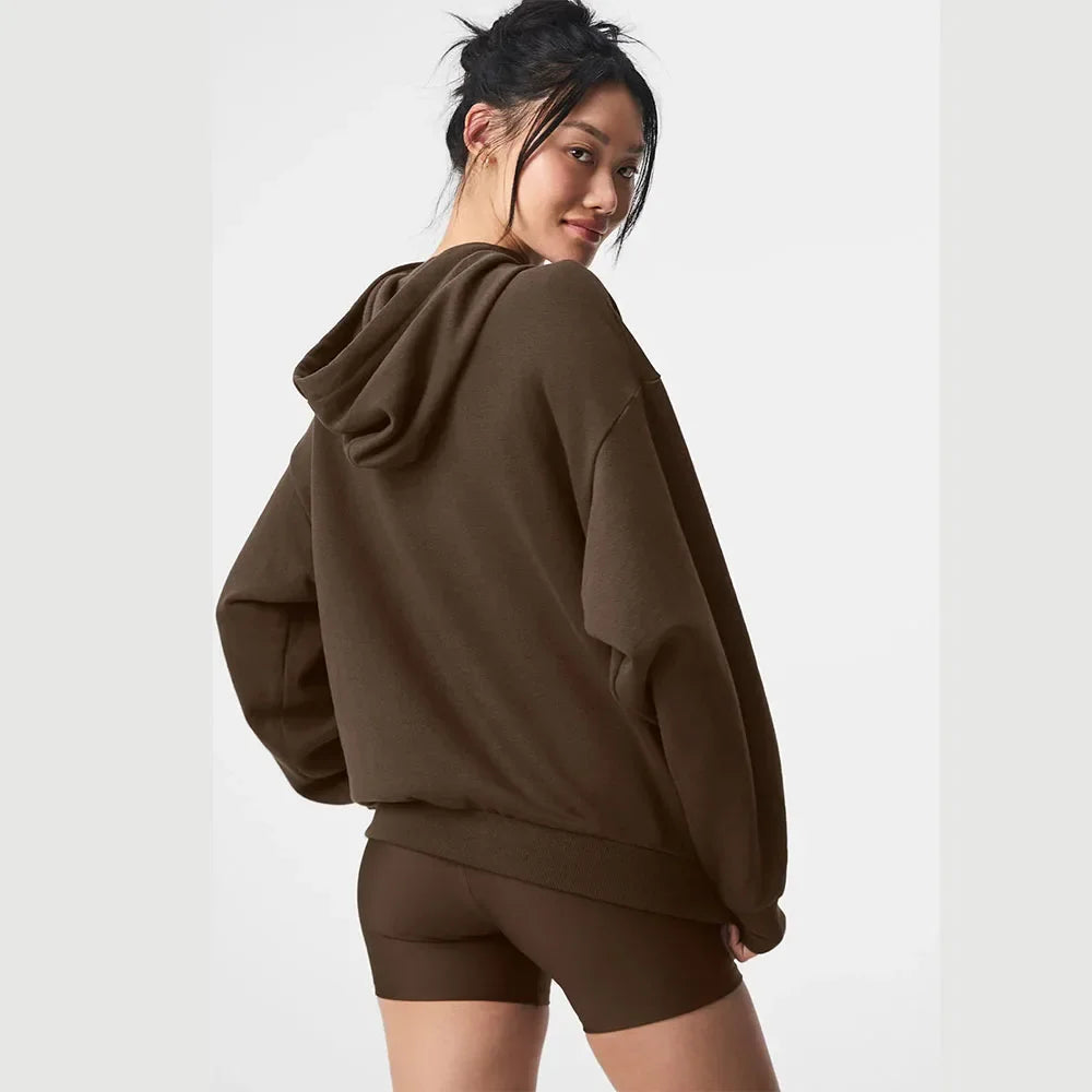 LO Yoga Hoodie Accolade Hoodie Cotton Loose Drawstring Versatile Pure Sports Pullover Hoodie Outdoor Top Yoga Shirts Hooded