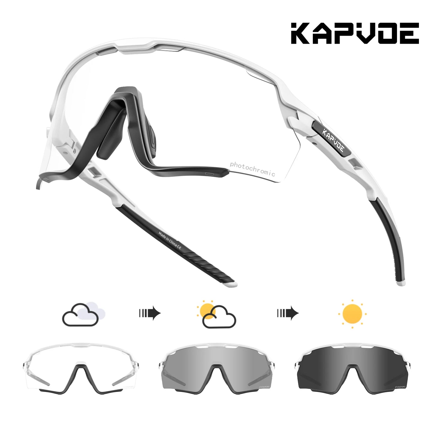 Kapvoe new Outdoor Photochromic Sunglasses Bicycle Cycling Glasses MTB Road Bike Eyewear Women Man Sports Hiking UV400 Goggles