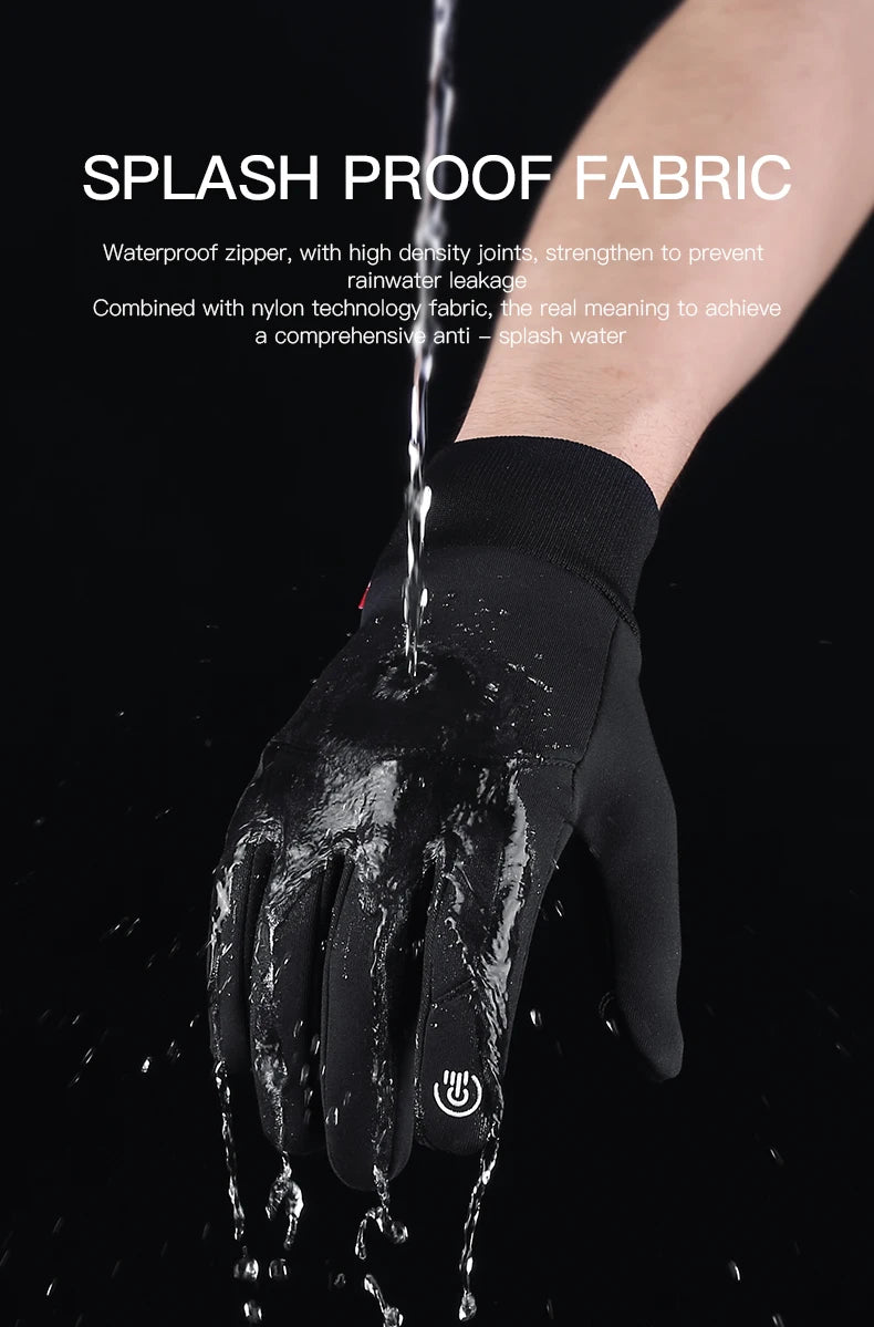 Waterproof Cycling Gloves Winter Touch Screen Bicycle Gloves Outdoor Scooter Windproof Riding Motorcycle Ski Warm Bike Gloves