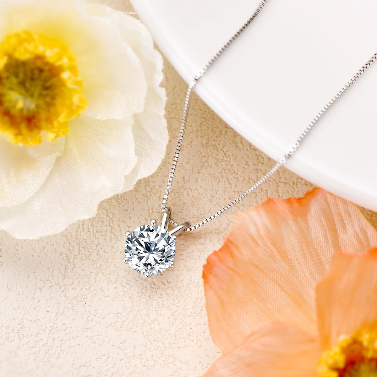 Lnngy 6.5mm 1CT Moissanite Earrings Pendant Necklace Original 925 Sterling Silver Earring For Valentine's Day Jewelry Set Gift