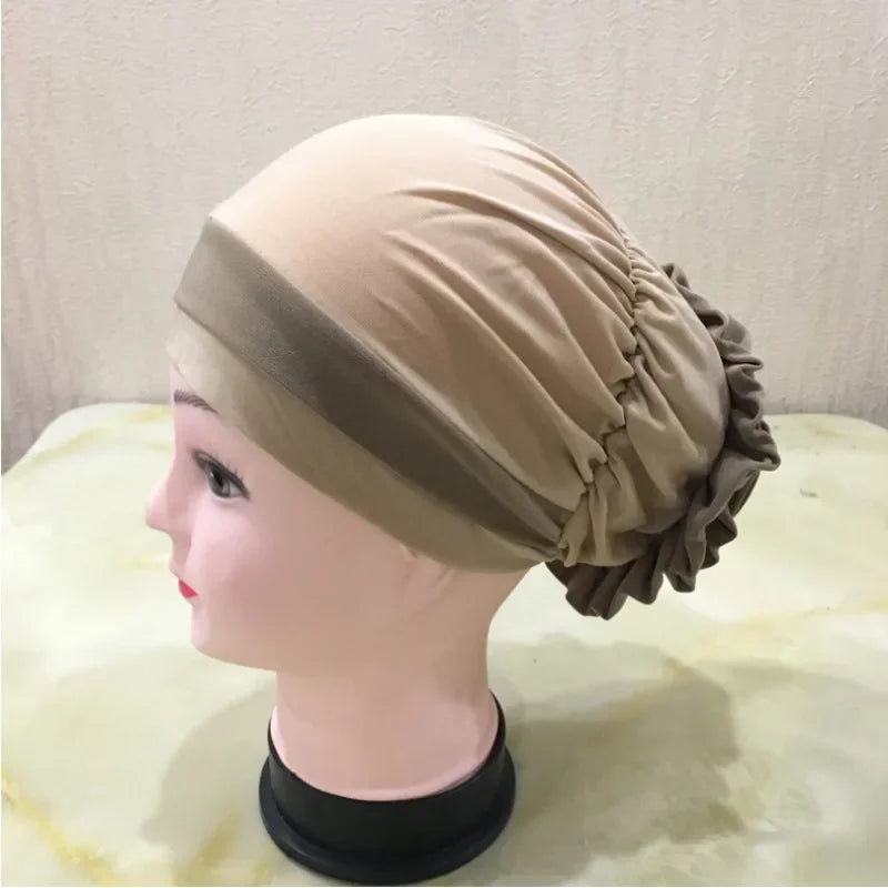 Casual Headdress Big Flower Headscarf Muslim Woman Hair Loss Cap Islamic Baotou Chemo Hat Color Matching Hats Headwear