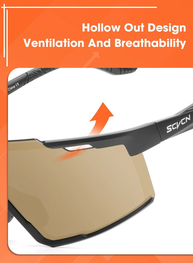 SCVCN Cycling Sunglasses Sports Bicycle Glasses MTB Mountain Bike Goggles Cycling Accessories UV400 Outdoor Eyewear Men Women